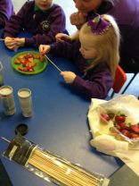 Cookery - Caterpillar fruit kebabs 