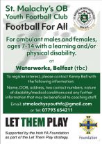 Please see message from Alan Crooks From Disability Football