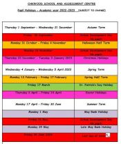 2022-2023 Pupil Holidays
